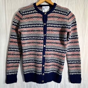 Vintage 1960s Aston English Sports Shop Bermuda Shetland Fair Isle Cardigan - S